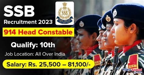 SSB Notification 2023 Opening For 914 Head Constable Posts Apply