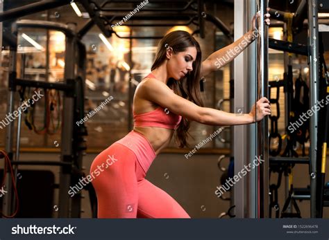 Sexy Fitness Brunette Woman Relaxing After Stock Photo 1522696478
