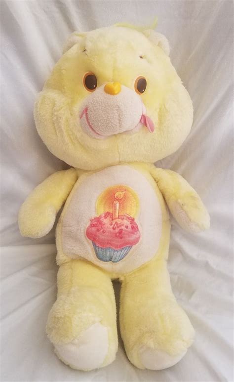 Vintage 1983 Care Bear Yellow Happy Birthday Cupcake Plush Stuffed Toy