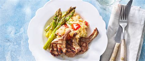 Côtes Dagneau Asperges Vertes Grillées Et Purée Méditerranéenne Alvo