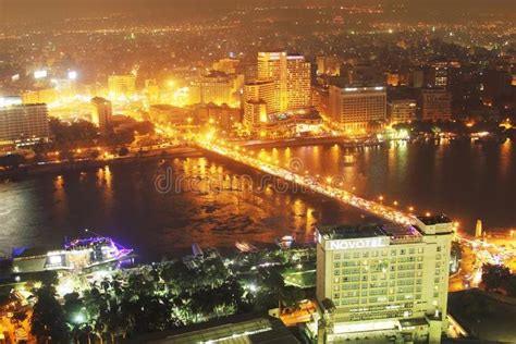 Aerial view of egypt cairo night. Skyline of cairo from cairo tower at ...