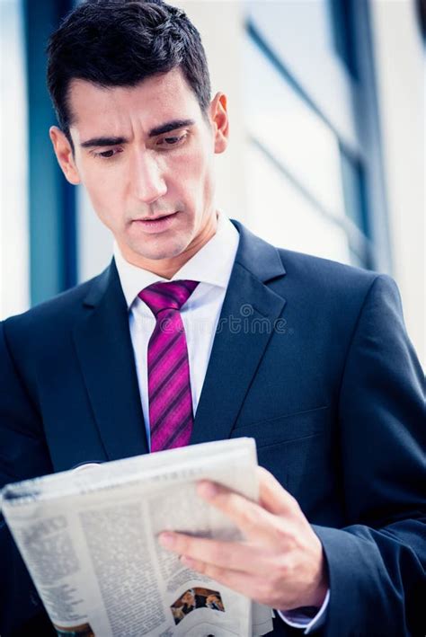 Man In Suit Reading Newspaper Stock Photo Image Of Architecture