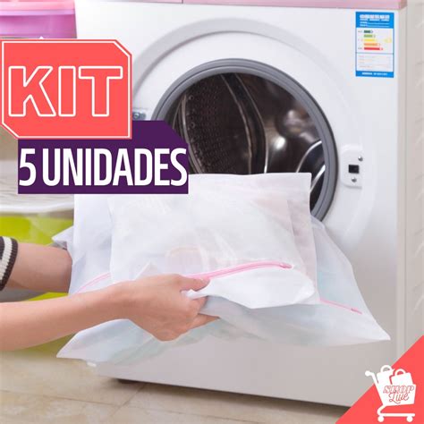 Kit 5 Sacos De Lavar Roupas Protetor De Roupa Íntima Lingerie Tecido Delicado Tela Papa