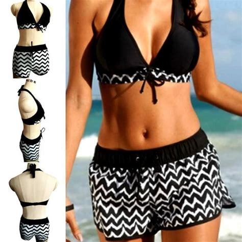 Maillot de Bain femme 2 pièces bikini de plage Modèle scie lacet dos nu col en V sexy blanc et