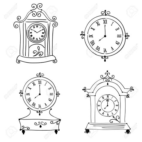 vintage clock hand drawn idee  diario idee carine