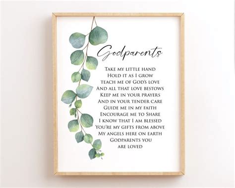 Godparents Poem Godparents Printable Godparents Thank You Etsy