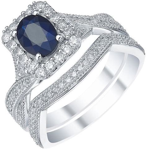 Ernest Jones 18ct White Gold Sapphire 050ct Diamond Bridal Set