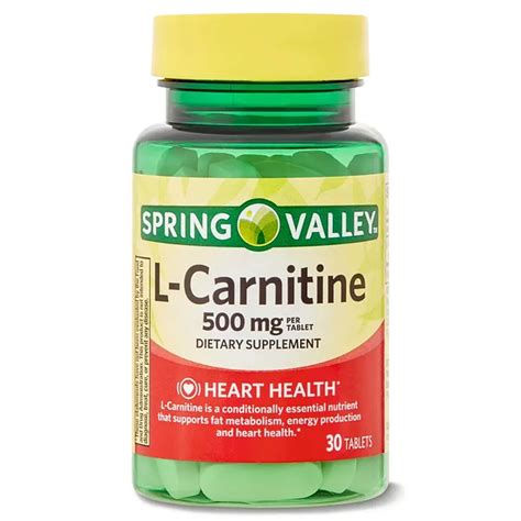 Carnitina L Carnitina 500mg 30 Tabletas Spring Valley Baratazo