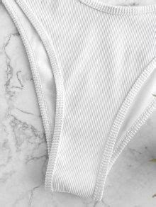 58 OFF 2022 ZAFUL Piping V Wired Ribbed Bikini Swimsuit In WHITE ZAFUL