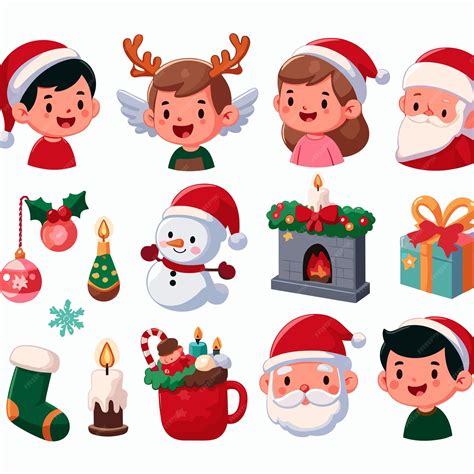 Premium Vector Christmas Santa Claus Faces And Full Body Vector Illustration