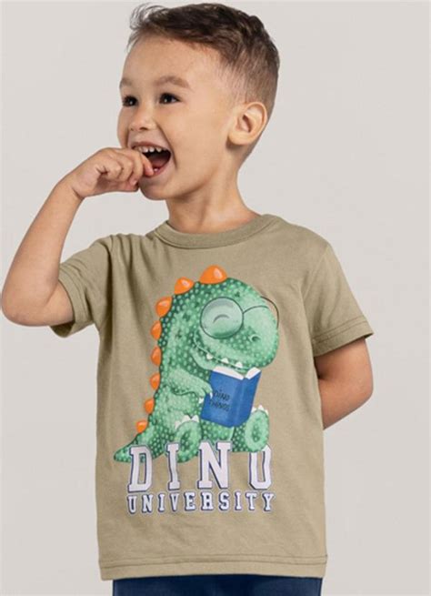 Camiseta Em Malha Infantil Menino Cinza Brandili