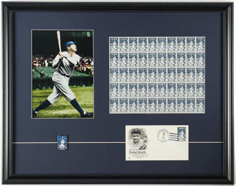 Babe Ruth Colorized Photo With Full Uncut Sheet Of Us Stamps Original First Day Cover