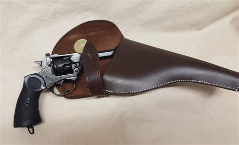 British Webley Non Firing Revolver Replica With Leather Holster