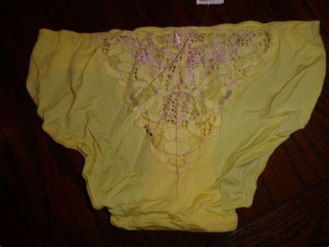 Nwt Josie Natori Stretch Nylon Lycra Bikini Panties Lace Inset Back Ylw M Ebay