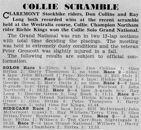 Collie Westralia Scramble Speedwayandroadracehistory