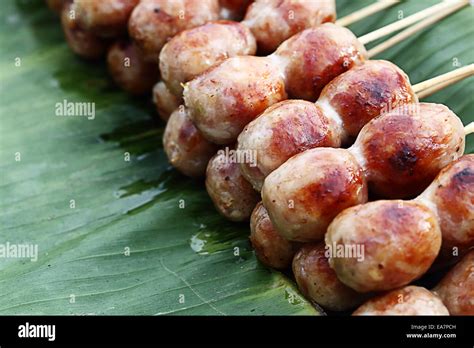 Thai Sausage On Street Food Market Thailand Stock Photo Alamy