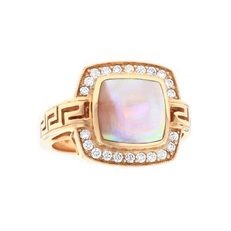 14 Kt Rose Gold Ring With Inlay And Diamonds Kabana