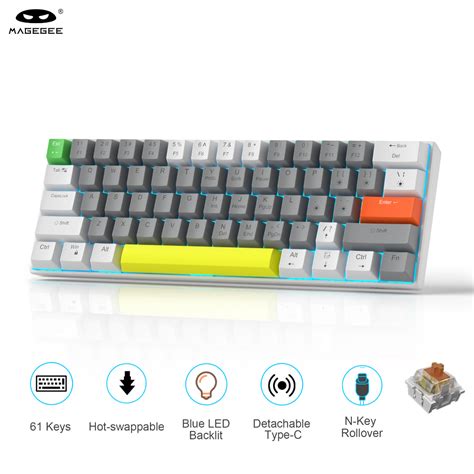 Magegee Mini Mechanical Keyboard Wired Hot Swappable Led Backlit Compact Gaming Keyboard