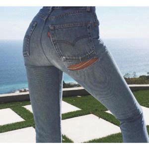 Re Done Jeans New Redone Levis Sz S Straight Indigo Ass Rip Denim Jeans Msrp I