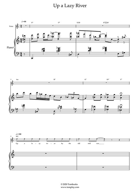 Piano Sheet Music Up A Lazy River Voice Piano Comp And Orchestra Carmichael And Arodin