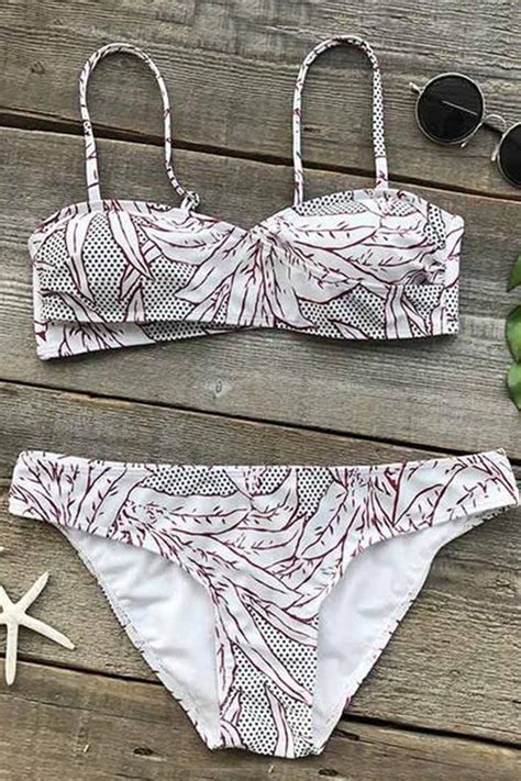 Red Leaves Cross Bikini Set