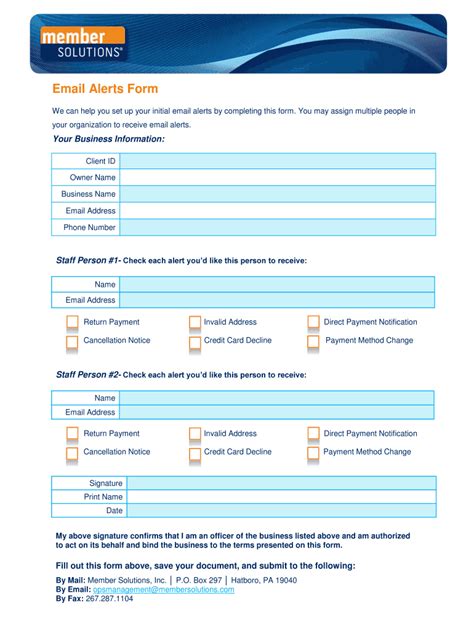 Fillable Online Email Alerts Form Member Solutions Fax Email Print