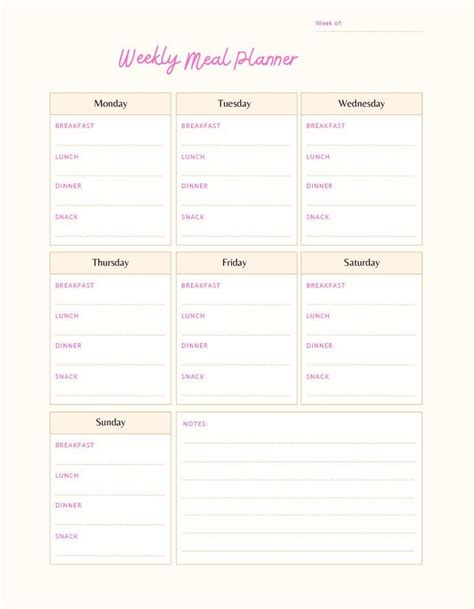 Digital Meal Planner Weekly Meal Planner With Grocery List Printable