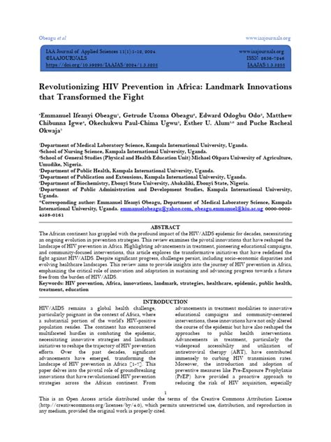 Revolutionizing HIV Prevention in Africa Landmark Innovations That ...