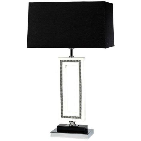 Inspired Linea Lampe De Table Rectangle E Abat Jour Noir Chrome Poli