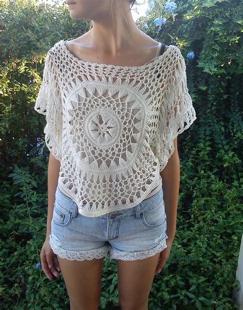 Top Au Crochet Modèle Avec Hexagones