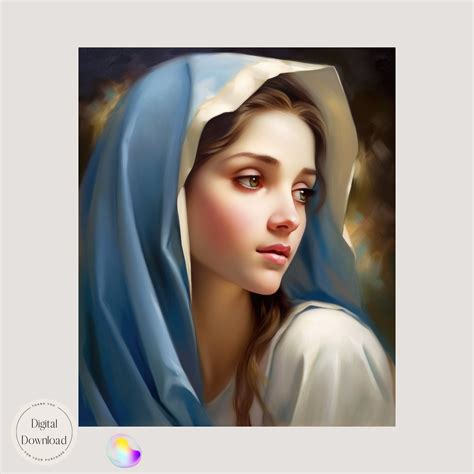 Mother Mary Religious Printable Art 382 Instant Download Blessed Virgin Mary Icon Printable Art