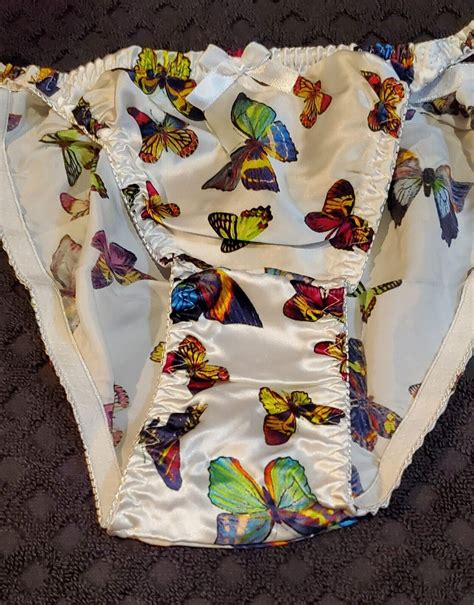 VTG Style Double SILK Gusset Shiny Bikini Panty 7 L Vibrant Butterfly Print EBay