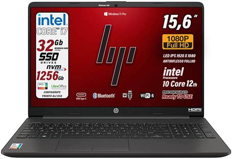hp   notebook  pc portatile intel  ghz ram gb ssd
