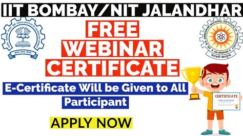 Iit Bombay Nit Jalandhar Free Certificate Free Webinar Certificate