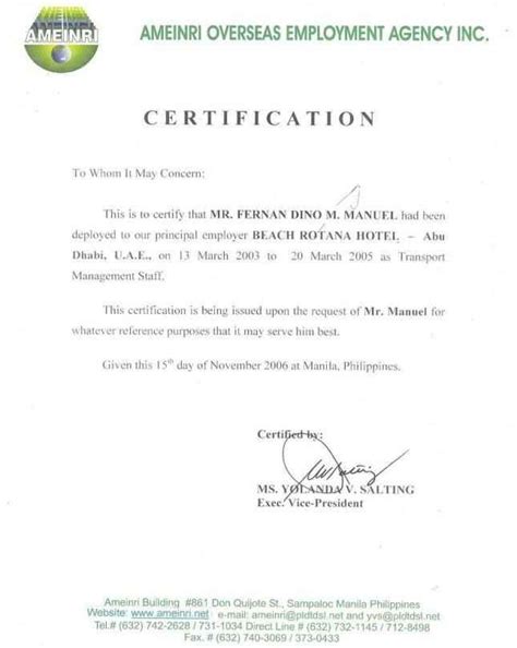 certification  employment templates  templates