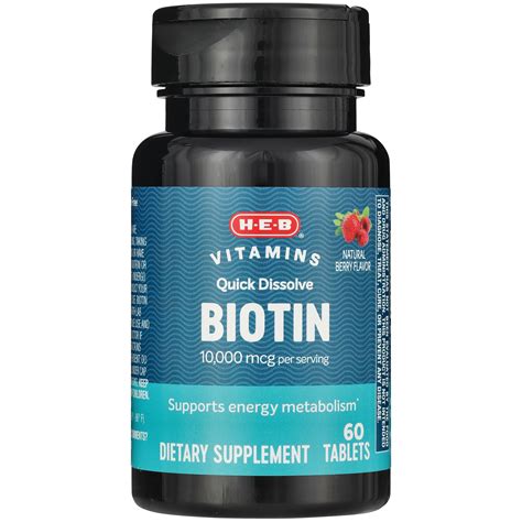 H-E-B Vitamins Biotin 10,000 mcg Quick Dissolve Tablets - Berry - Shop