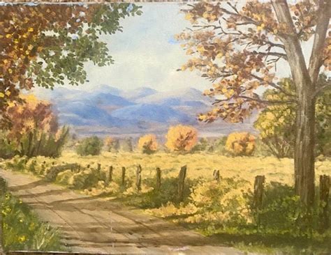 original acrylic painting landscape country road scene stretched canvas