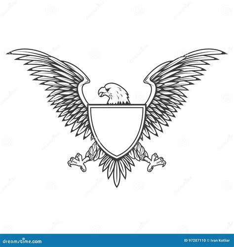 Eagle Con El Escudo Aislado En El Fondo Blanco Elemento F Del Diseño