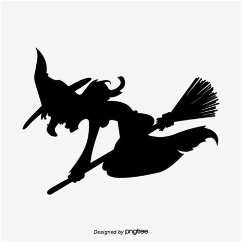 Halloween Flying Witch Silhouette PNG Free, Halloween Black Flying ...