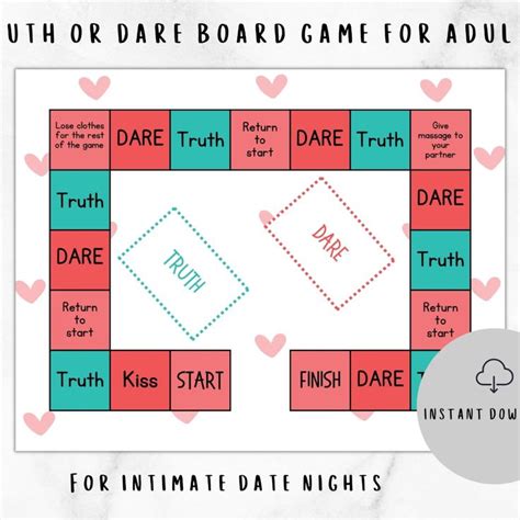 Printable Game For Couples Truth Or Dare Couples Board Game Etsy In