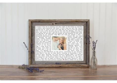 Framed Wedding Song Lyrics Custom Framed Song Lyrics With Etsy