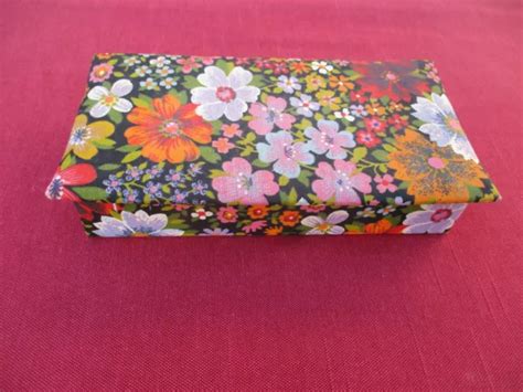 Ancienne Superbe Boite Tissu Carton Mercerie Couture Fleurs D Co Eur