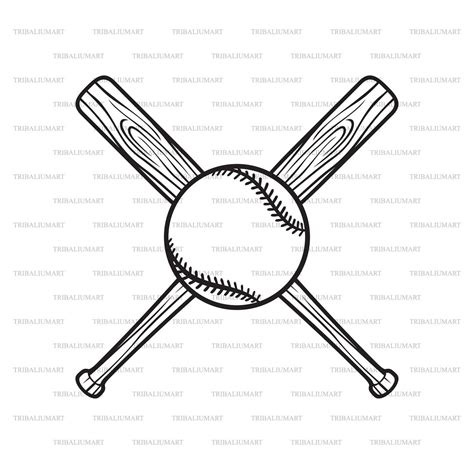 Crossed Baseball Bats And Ball Cut Files For Cricut Clip Art