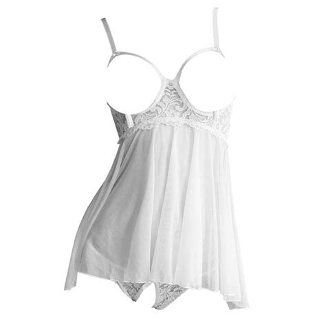 Jual L Baju Tidur Lingerie Babydoll Mini Dress Putih Transparan