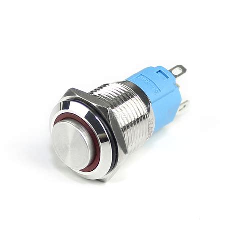 16mm 5pin Momentary 12V LED Illuminated Metal Push Button Switch Push