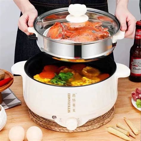 GIÁ SỈ Nồi lẩu điện HOT POT SIÊU TỐC NẤC NHIỆT TẶNG Kèm Lồng Hấp Inox không gỉ cao cấp