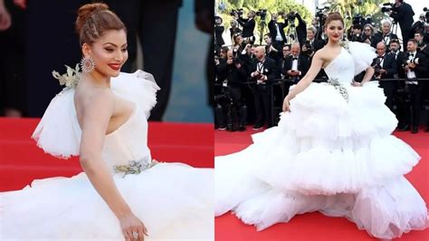 Cannes 2022 Urvashi Rautela Debuts In White Tony Ward Couture Gown On