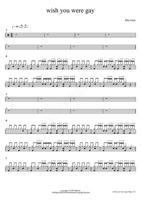 Billie Eilish Wish You Were Gay Sheets By Copydrum