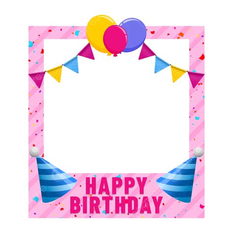 Happy Birthday Polaroid Photo Frame In Pink Color Vector Happy