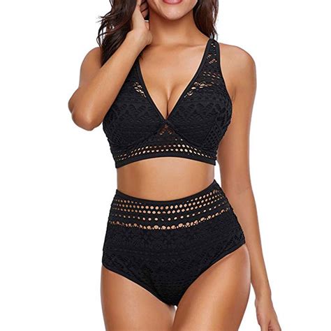 Cacommark Pi Clearance Women Bikini Swimsuits High Waisted Lace Bikini